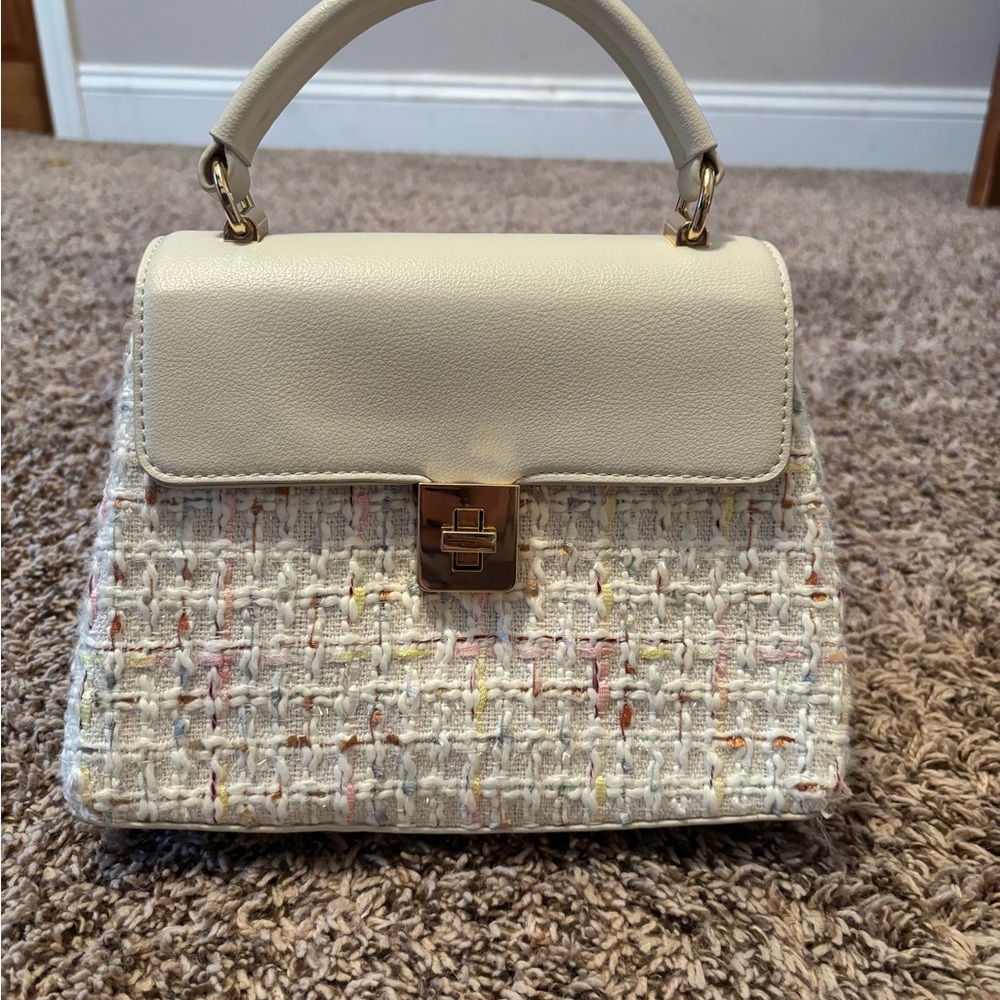 On 34th Cream Tweed Handbag